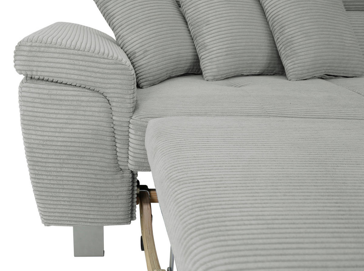 ECKSOFA in Cord Grau  - Silberfarben/Grau, Design, Textil/Metall (257/226cm) - Xora