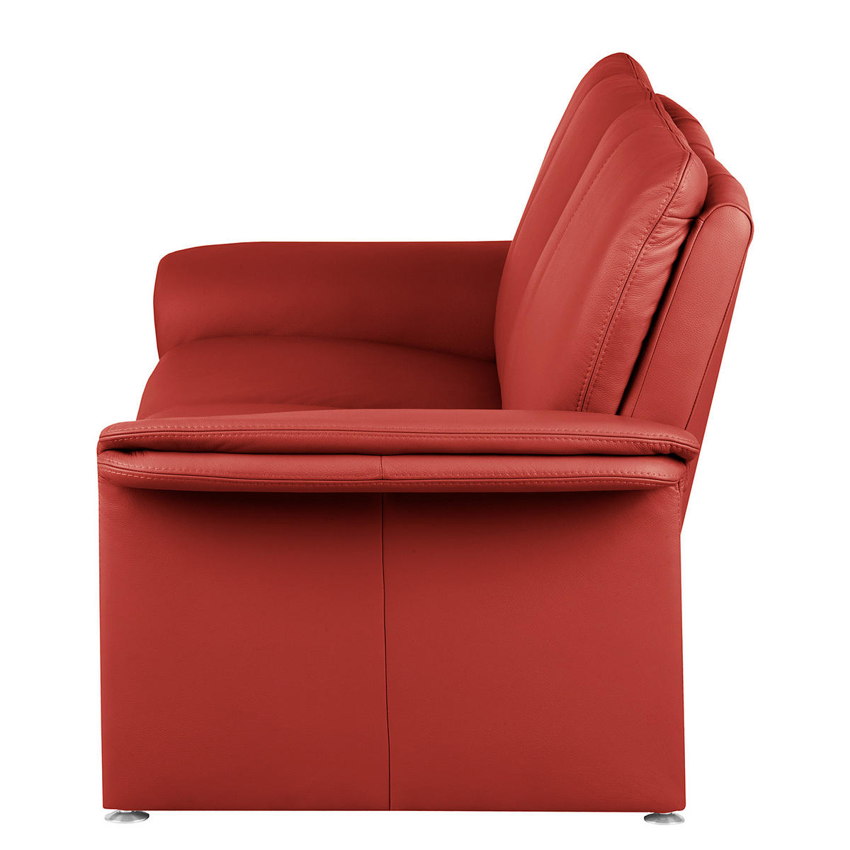 2-SITZER-SOFA Rot Echtleder  - Silberfarben/Rot, Design, Leder/Metall (164/90/88cm) - Livetastic