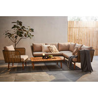 LOUNGEGARNITUR  220/220 cm  Akazie vollmassiv Stahl  - Beige/Naturfarben, MODERN, Holz/Kunststoff (220/220cm) - Ambia Garden