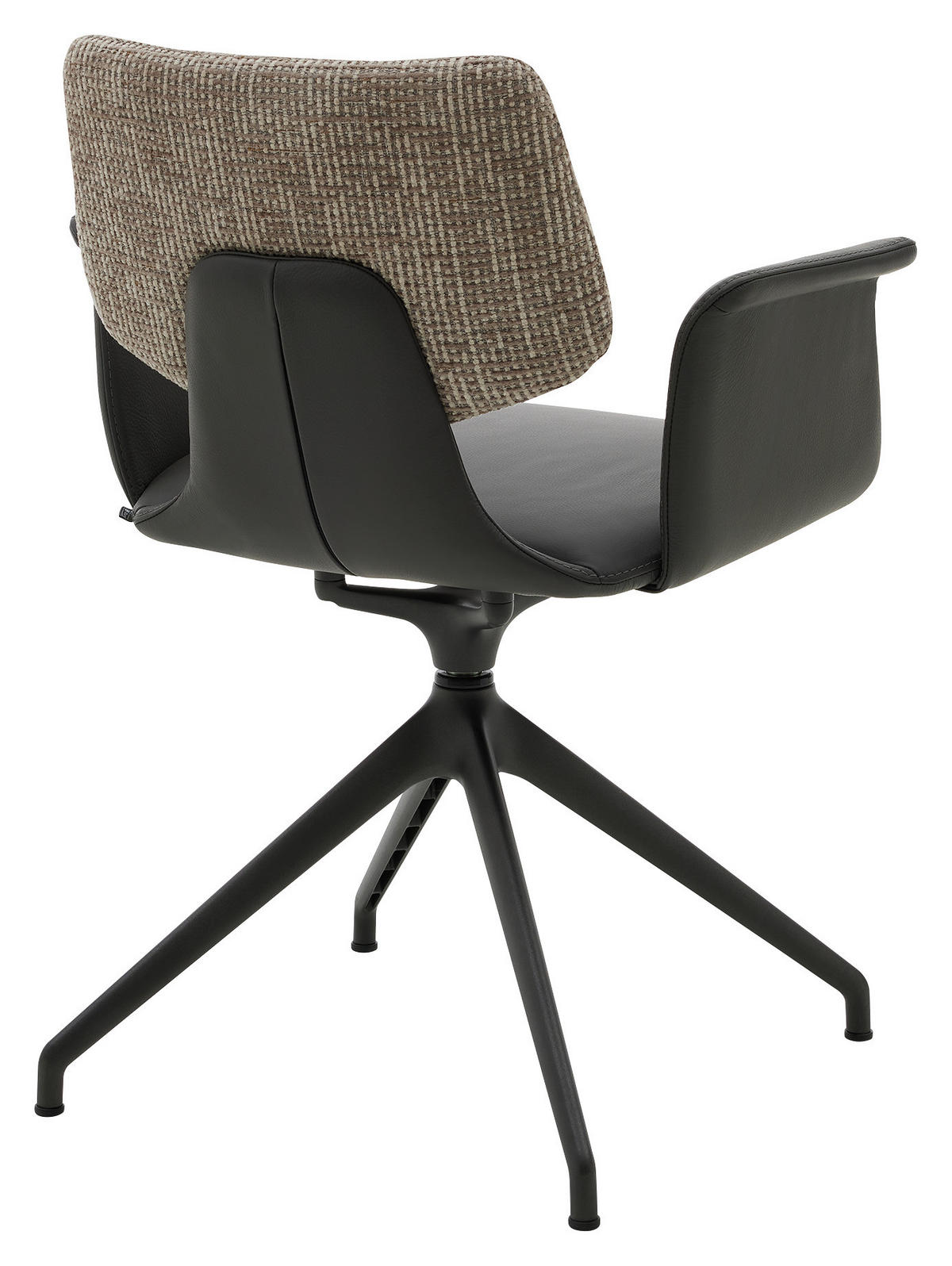 ARMLEHNSTUHL  in Echtleder, Kombination Echtleder/Stoff pigmentiert  - Dunkelgrau/Anthrazit, Design, Leder/Textil (64/87/56,5cm) - Musterring