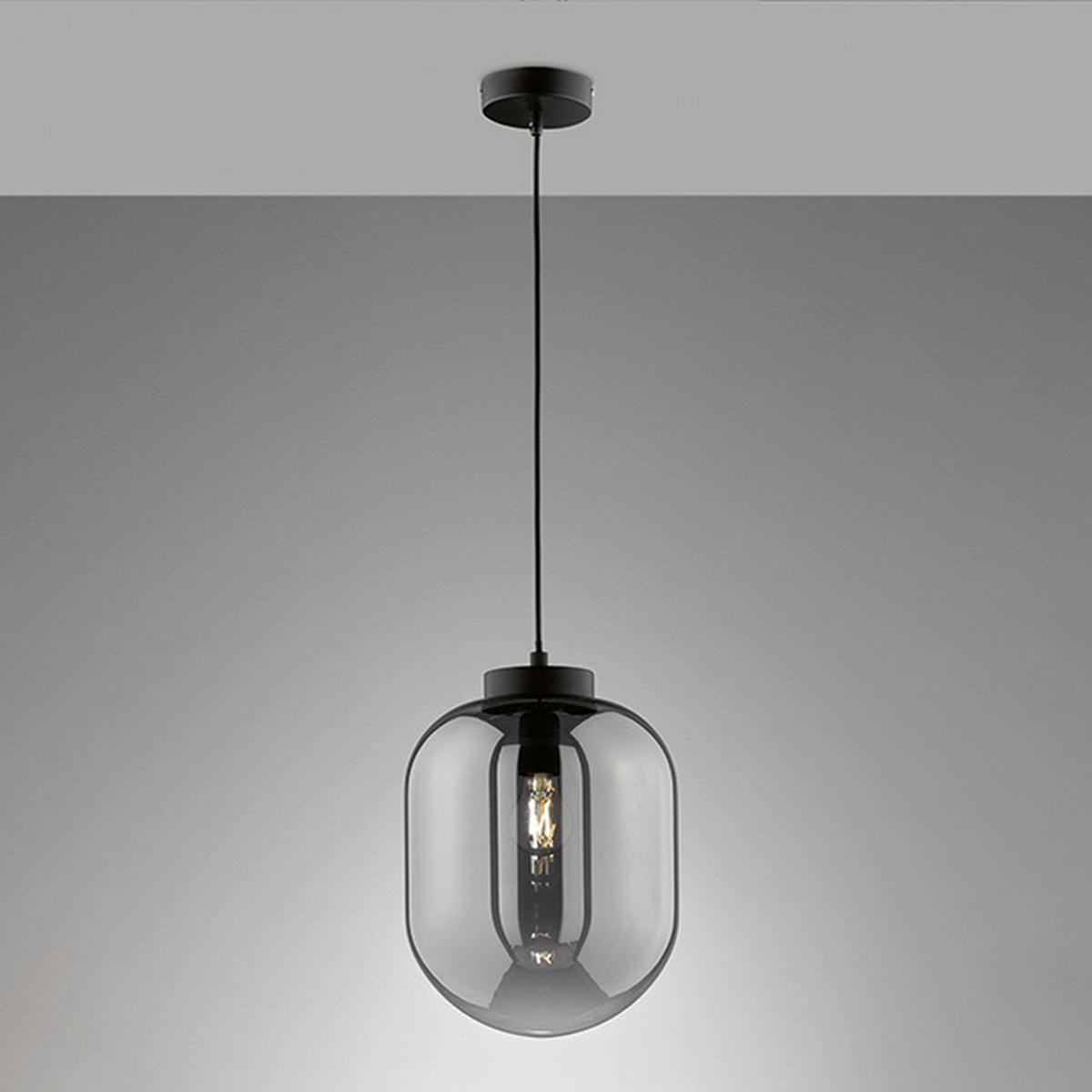 HÄNGELEUCHTE 24/140 cm    - Schwarz, Design, Glas/Metall (24/140cm) - Fischer & Honsel