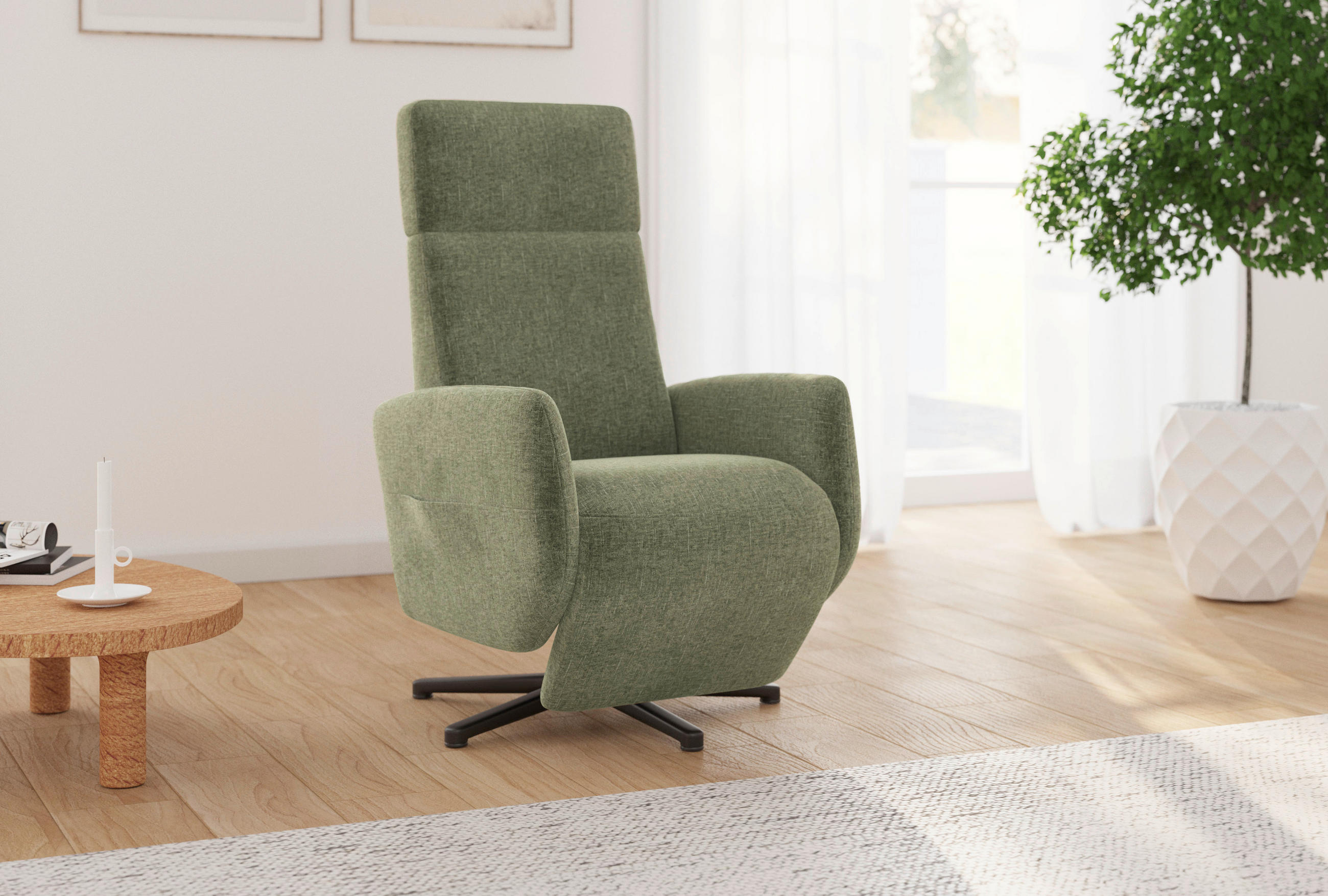 Sit & More RELAXAČNÍ KŘESLO, textil, světle zelená