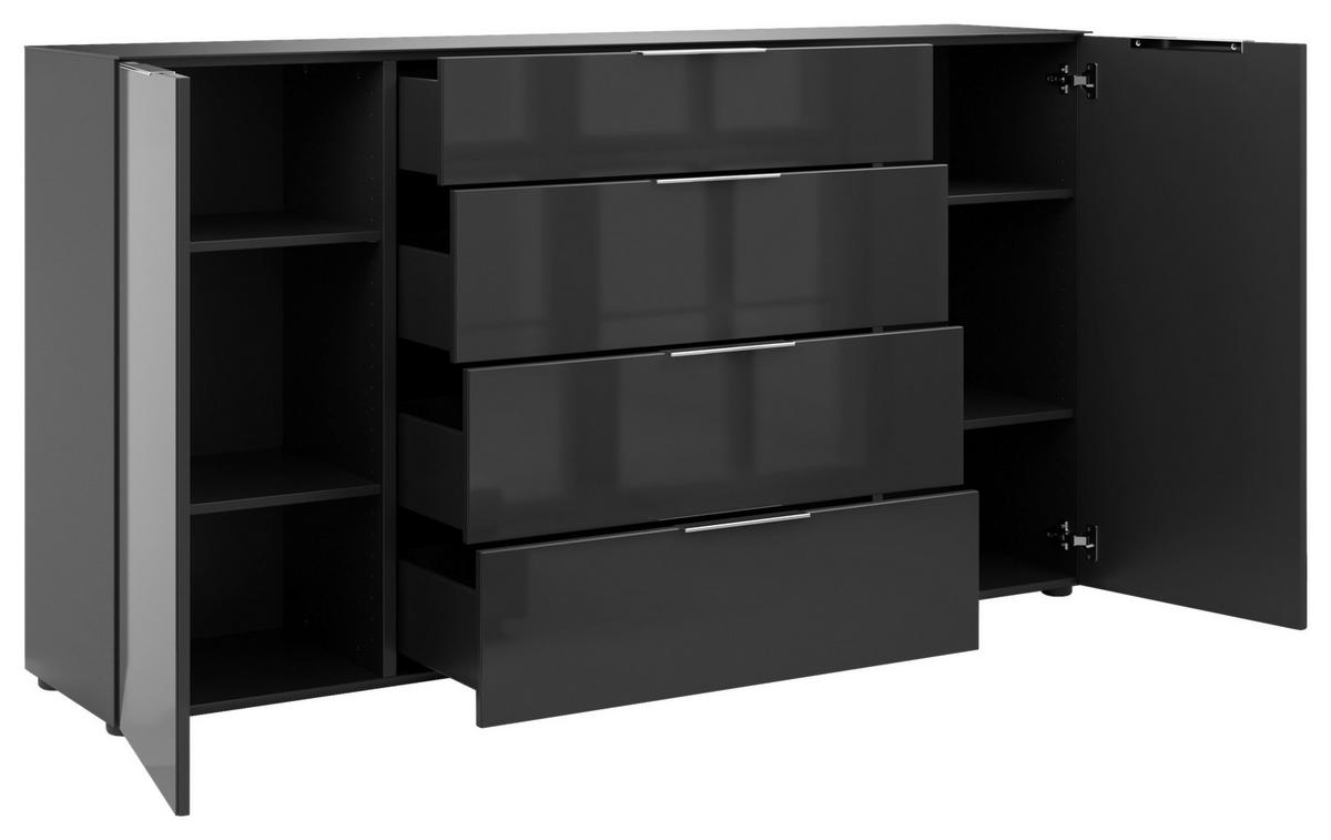 SIDEBOARD Style  in 180/98,7/40 cm  - Chromfarben/Anthrazit, Basics, Glas/Holzwerkstoff (180/98,7/40cm)