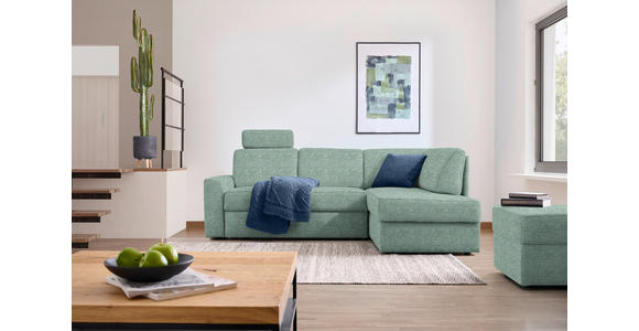 ECKSOFA in Webstoff Türkis 224/165 cm - Türkis/Schwarz, KONVENTIONELL, Kunststoff/Textil (224/165cm) - Xora