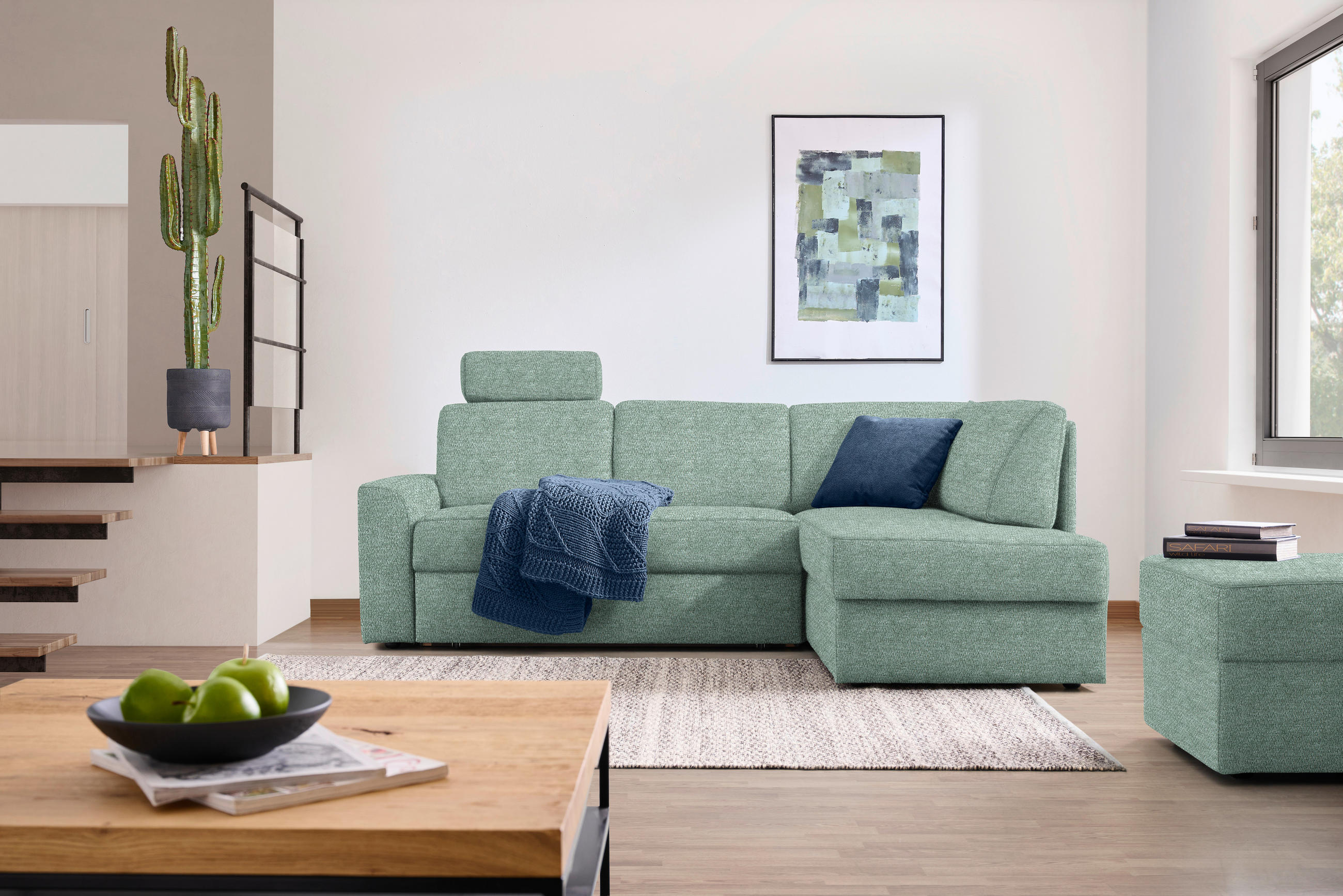 ECKSOFA in Webstoff Türkis  - Türkis/Schwarz, Konventionell, Kunststoff/Textil (224/165cm) - Xora