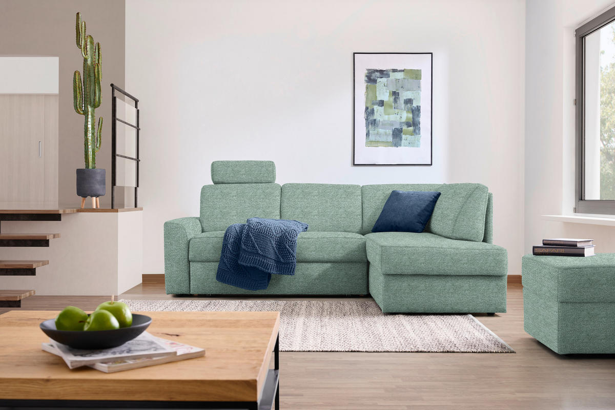 ECKSOFA in Webstoff Türkis  - Türkis/Schwarz, Konventionell, Kunststoff/Textil (224/165cm) - Xora