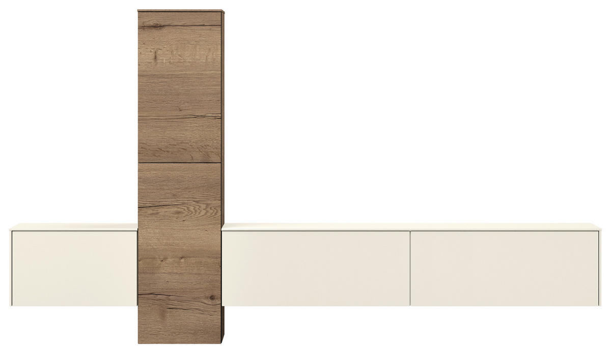 WOHNWAND  in Eichefarben, Magnolie  282/160/37 cm  - Eichefarben/Magnolie, Design, Holzwerkstoff (282/160/37cm) - Celina Home
