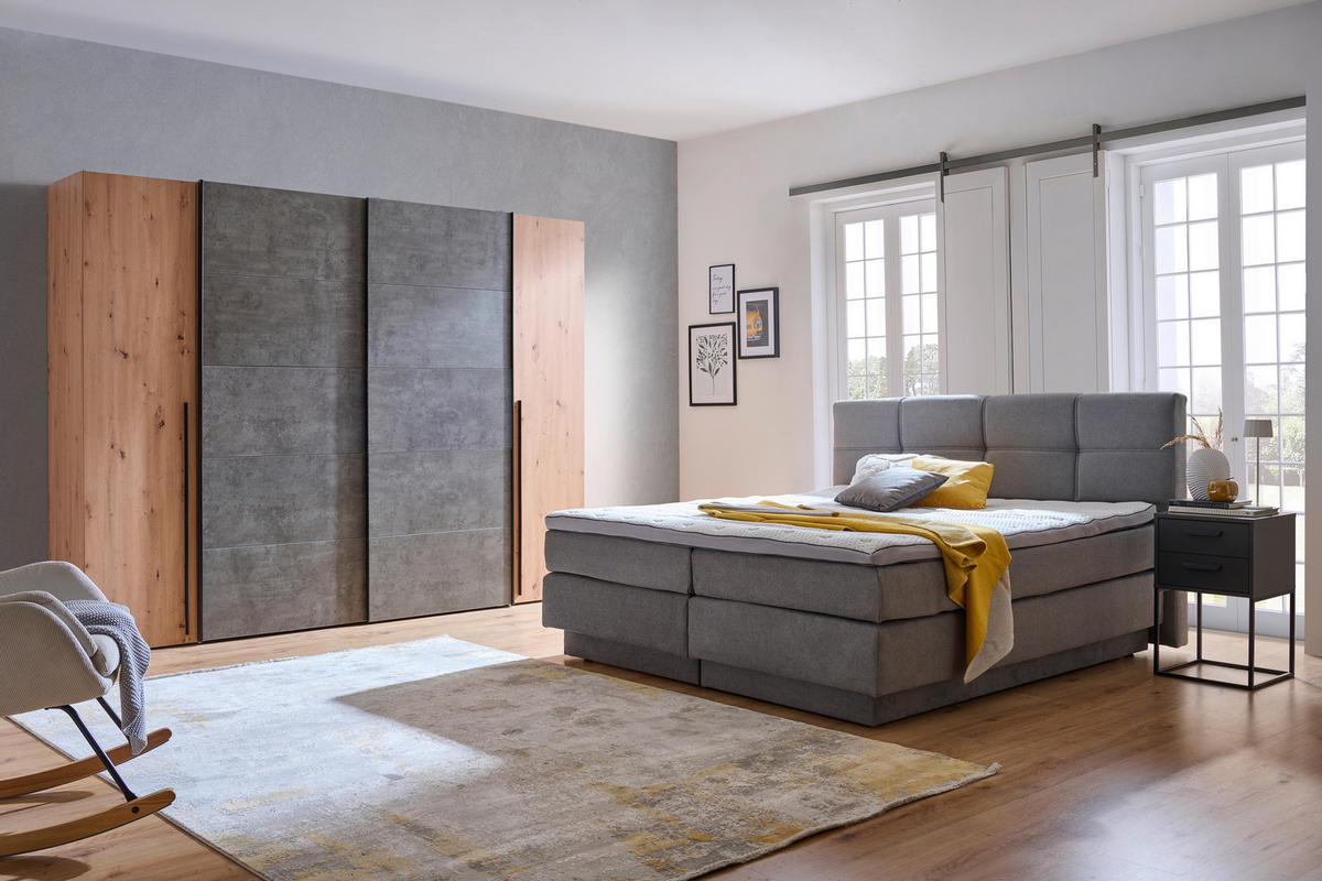 POSTEL BOXSPRING, 180/200 cm, šedá - šedá/černá, Konvenční, textil/plast (180/200cm) - Esposa