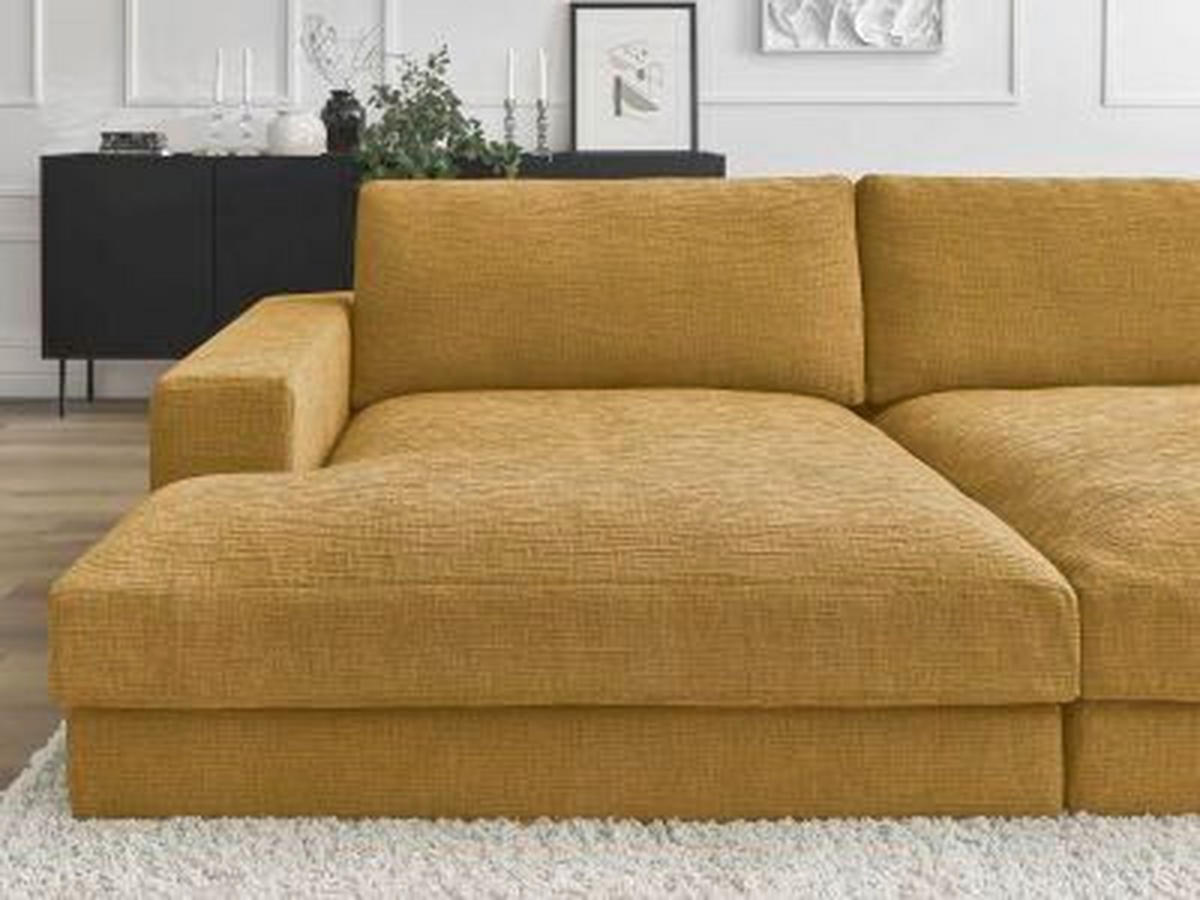 BIGSOFA LEONARD Struktur Gelb  - Gelb/Schwarz, MODERN, Kunststoff/Textil (274/77/159cm)