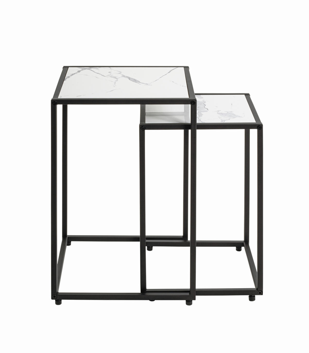 BEISTELLTISCHSET quadratisch Schwarz, Weiß  - Schwarz/Weiß, Trend, Holzwerkstoff/Metall (28/33/28/33/43/50cm)