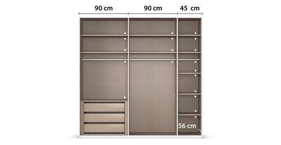 SCHWEBETÜRENSCHRANK 226/223/68 cm 2-türig Weiß, Eiche Artisan  - Eichefarben/Weiß, Design, Glas/Holzwerkstoff (226/223/68cm) - Xora