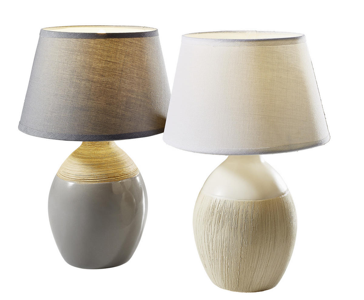 TISCHLEUCHTE 15/31 cm   - Creme/Weiß, KONVENTIONELL, Keramik/Textil (15/31cm) - Näve