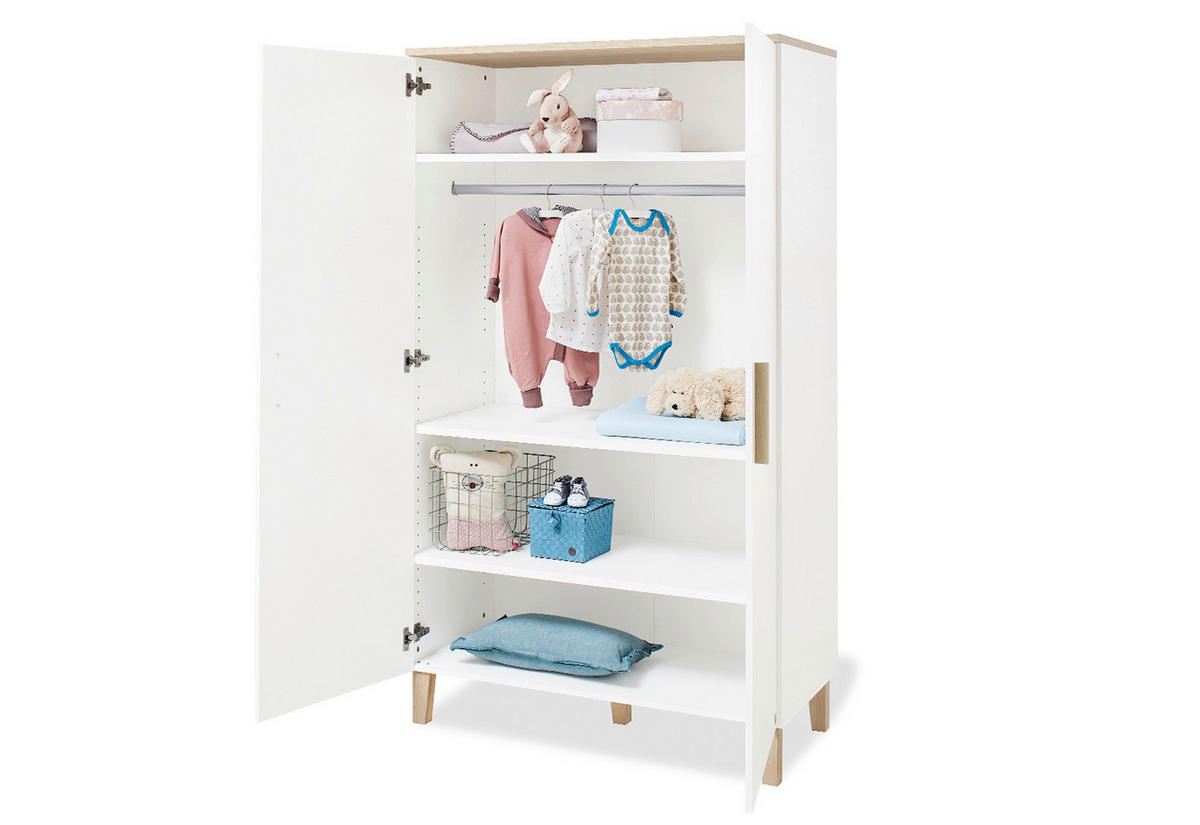 BABYZIMMER LUMI SET  - Eichefarben/Weiß, Design, Holzwerkstoff (145/77/84cm) - Pinolino