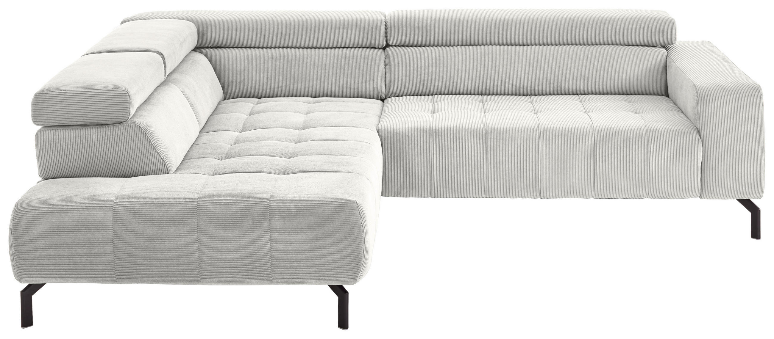 ECKSOFA Silberfarben Cord  - Silberfarben/Schwarz, Design, Textil/Metall (214/261cm) - Beldomo Style