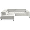 ECKSOFA Silberfarben Cord  - Silberfarben/Schwarz, Design, Textil/Metall (214/261cm) - Beldomo Style
