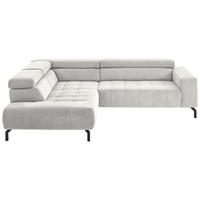 ECKSOFA Silberfarben Cord  - Silberfarben/Schwarz, Design, Textil/Metall (214/261cm) - Beldomo Style