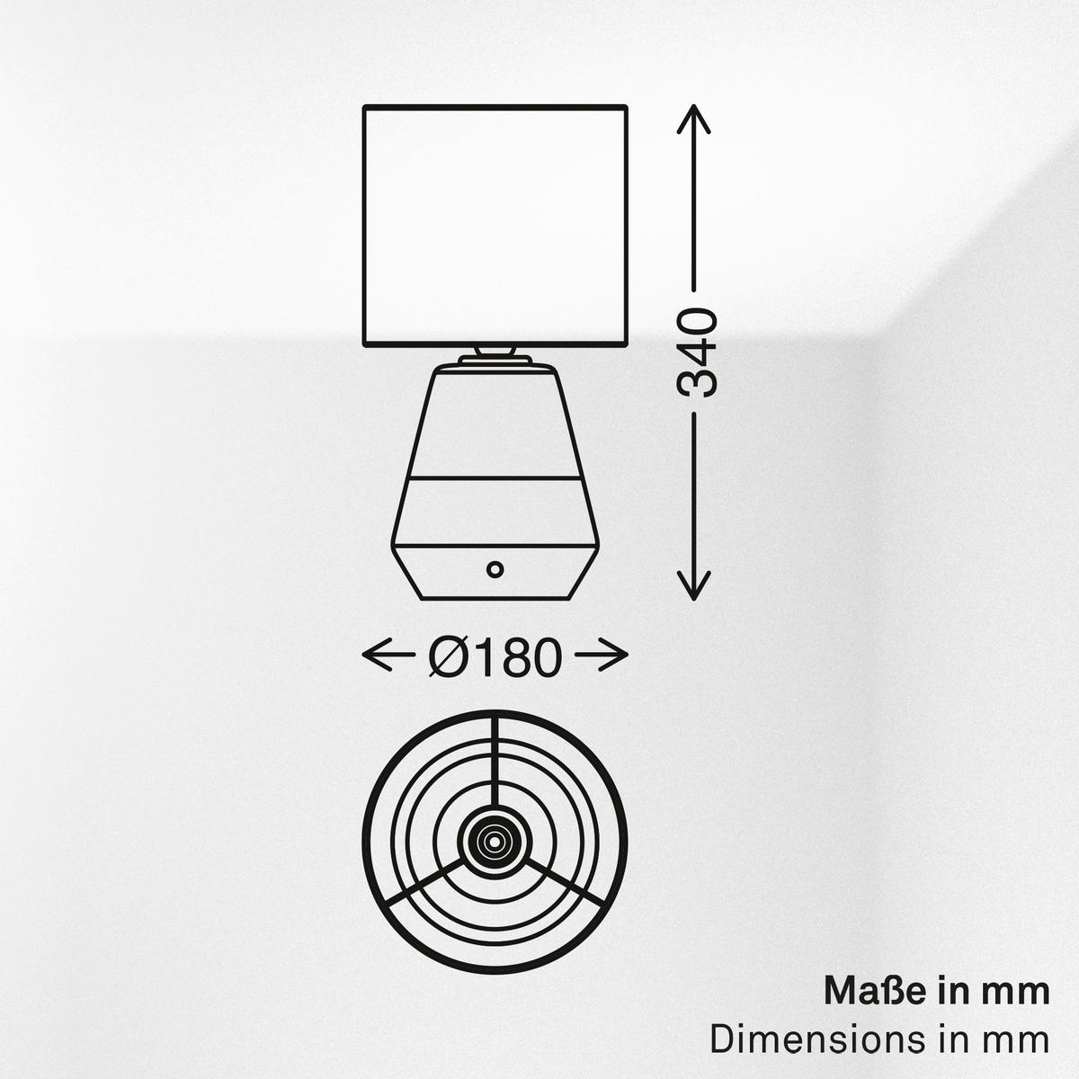 LED ASZTALI LÁMPA - bézs, Basics, textil/fa (18/34cm)