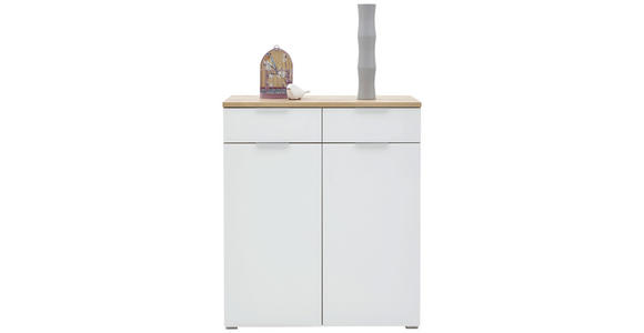 SCHUHSCHRANK 89/105/40 cm - Eichefarben/Silberfarben, Design, Glas/Holzwerkstoff (89/105/40cm) - Voleo