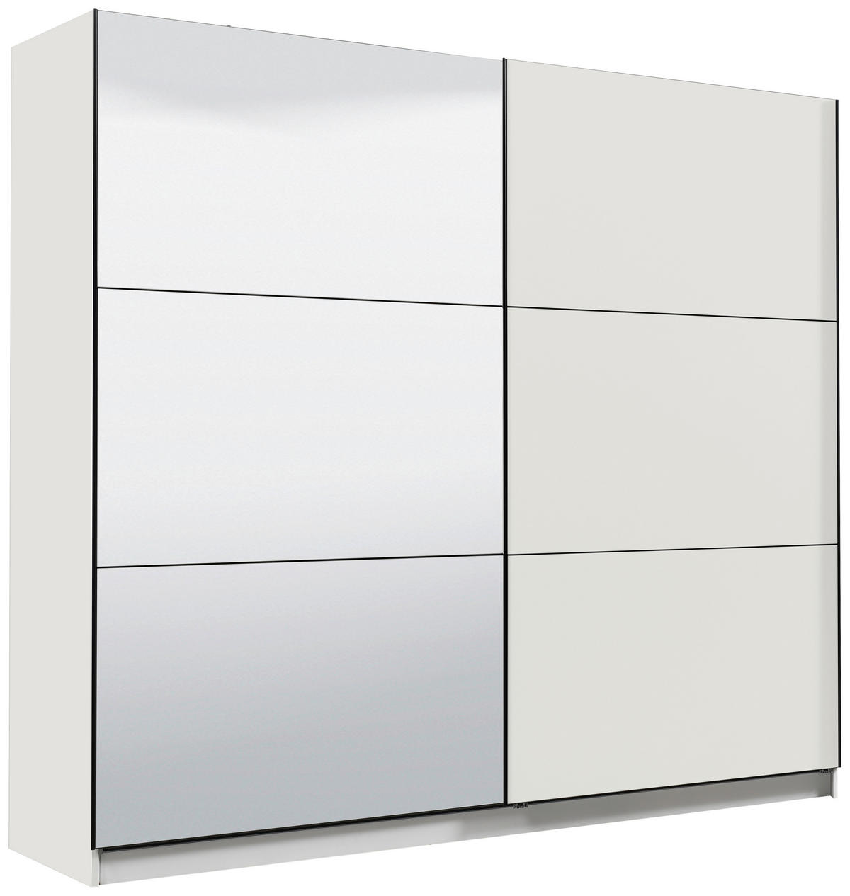 SCHWEBETÜRENSCHRANK 217/210/62,5 cm 2-türig Weiß  - Schwarz/Weiß, Basics, Glas/Holzwerkstoff (217/210/62,5cm) - Xora