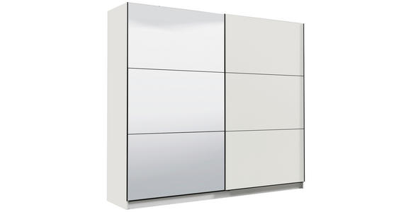 SCHWEBETÜRENSCHRANK 217/210/62,5 cm 2-türig Weiß  - Schwarz/Weiß, Basics, Glas/Holzwerkstoff (217/210/62,5cm) - Xora