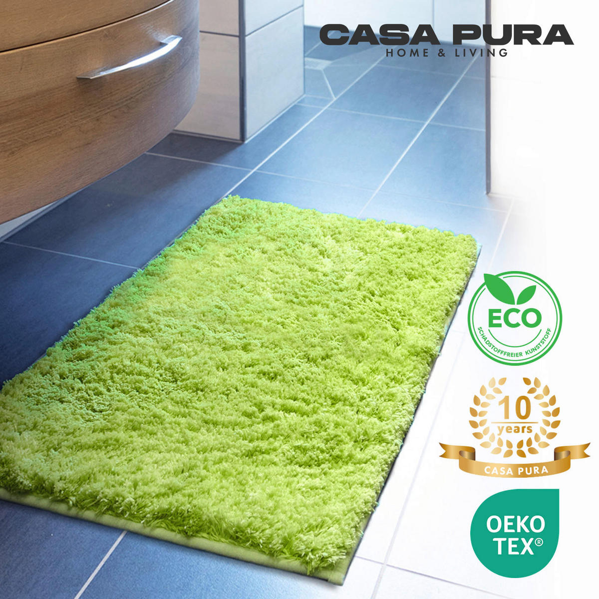 BADEMATTE SKY Hellgrün 70/120 cm  - Hellgrün, Basics, Kunststoff/Textil (70/120cm) - Floordirekt