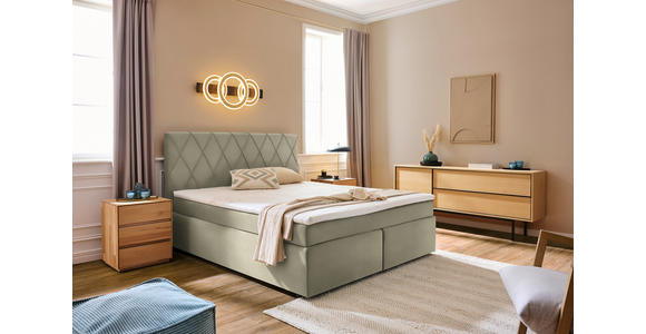 BOXSPRINGBETT 180/200 cm in Beige - Beige/Schwarz, Design, Kunststoff/Textil (180/200cm) - Xora
