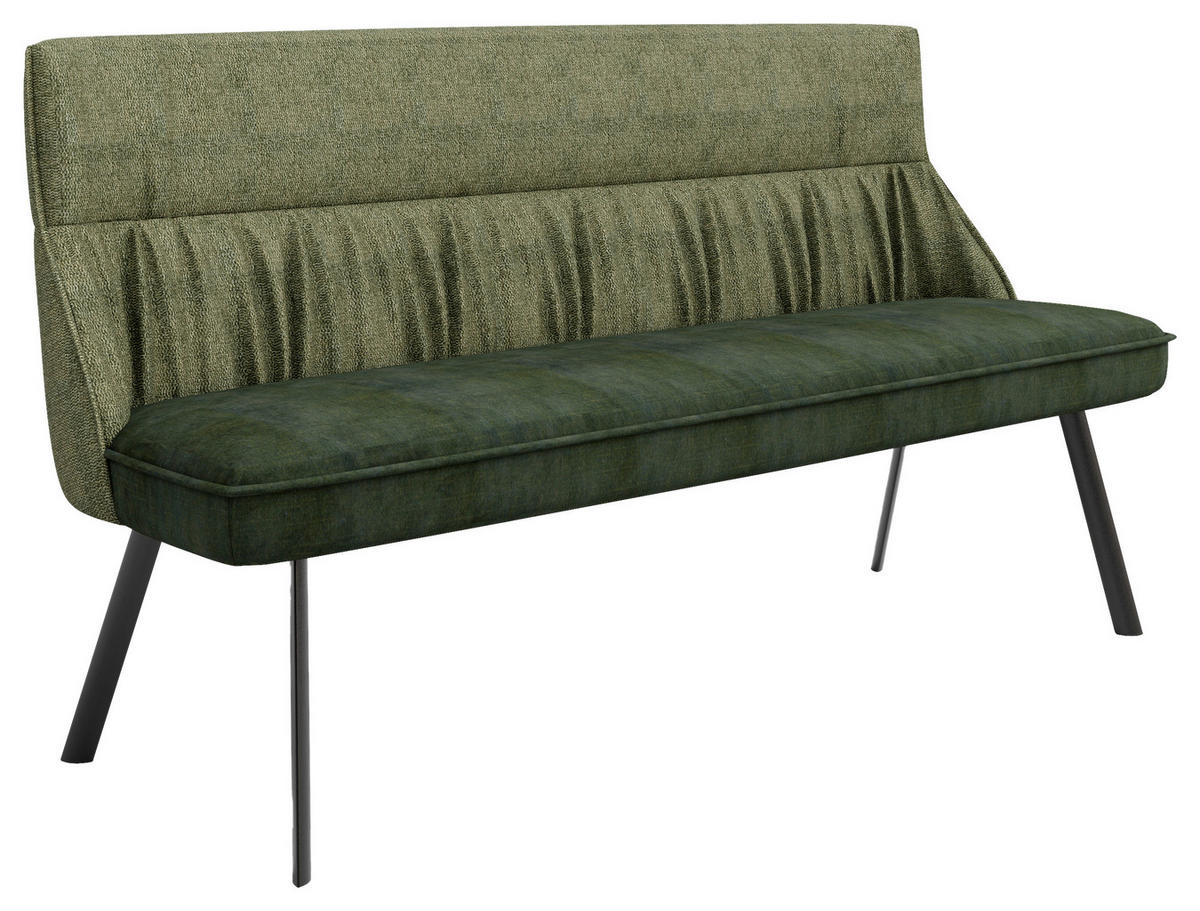 SITZBANK 180/63/88 cm Samt, Webstoff Grün, Schwarz, Dunkelgrün  - Dunkelgrün/Schwarz, MODERN, Textil/Metall (180/63/88cm) - MID.YOU