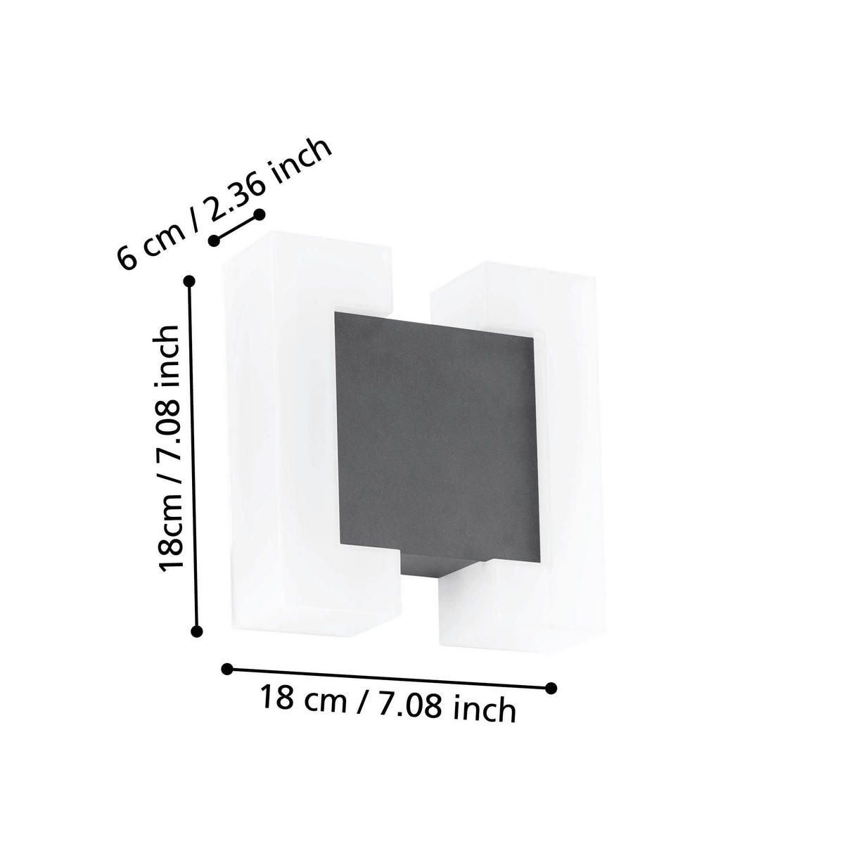 AUßENWANDLEUCHTE 18/6/18 cm   - Anthrazit/Weiß, Design, Kunststoff/Metall (18/6/18cm) - Eglo