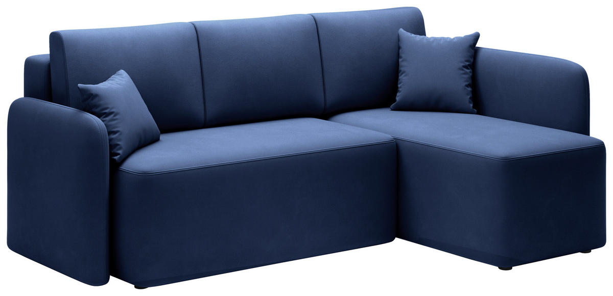 ECKSOFA  in Plüsch Blau  206/150 cm  - Blau/Schwarz, Design, Kunststoff/Textil (206/150cm) - P & B