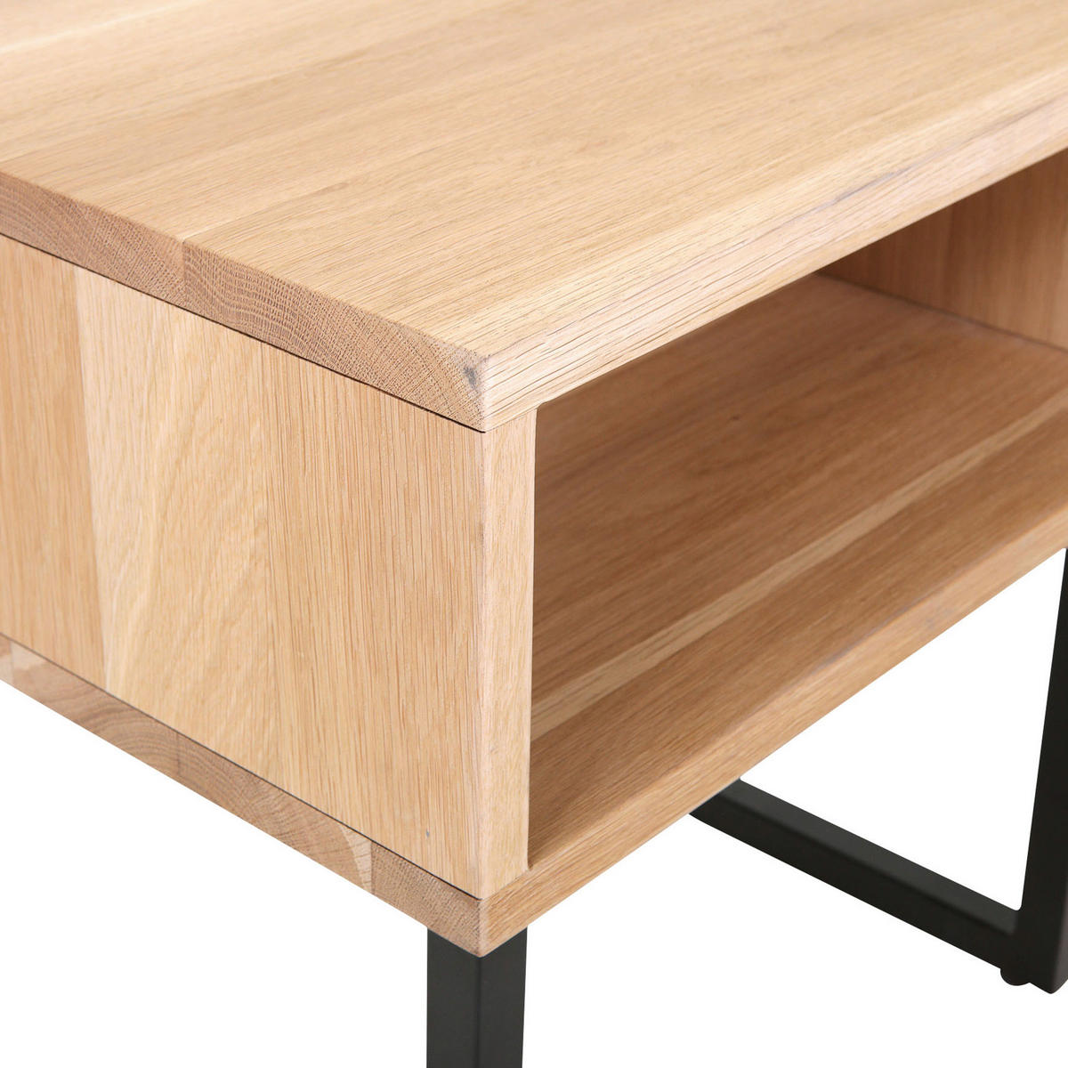 NACHTSCHRANK 50/50/40 cm Eiche massiv  - Eichefarben/Schwarz, Natur, Holz/Metall (50/50/40cm) - Landscape