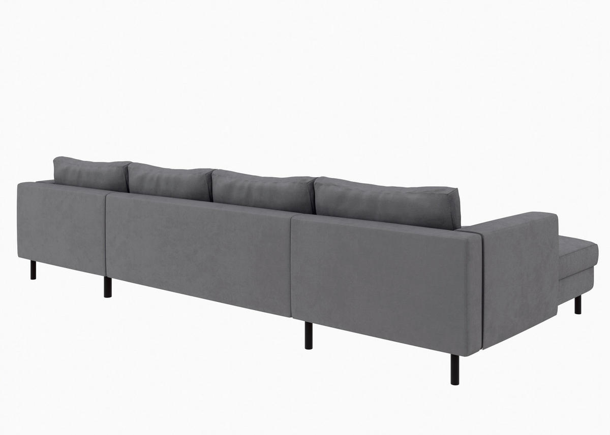 WOHNLANDSCHAFT Anthrazit Struktur  - Anthrazit/Schwarz, MODERN, Textil/Metall (161/306/161cm) - Trendmanufaktur