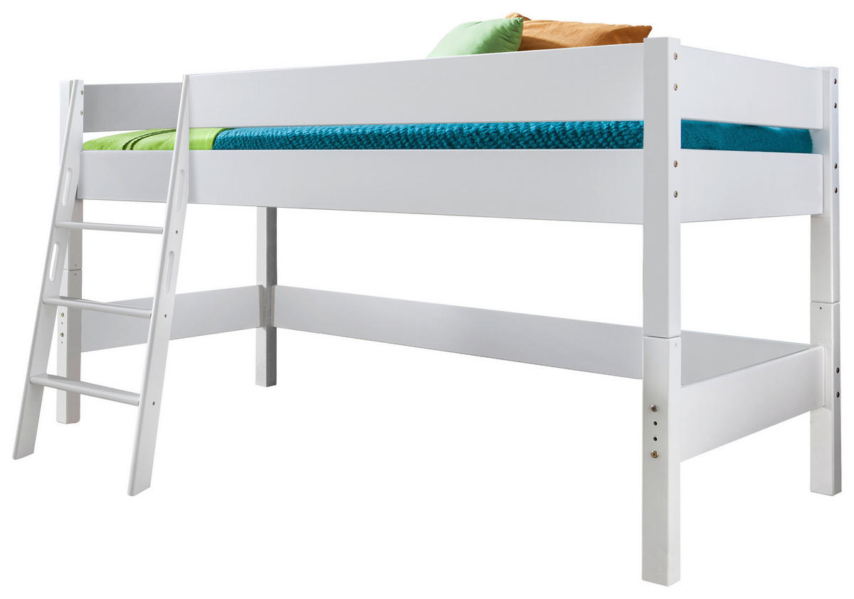 VYSOKÁ POSTEL, 90/200 cm, bílá - bílá, Design, dřevo (90/200cm) - MID.YOU