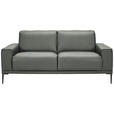 2-SITZER-SOFA  in Echtleder Grau   - Schwarz/Grau, Design, Leder/Metall (180/82/92cm) - Johann Jakob
