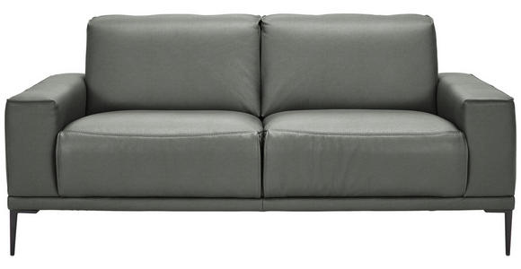2-SITZER-SOFA  in Echtleder Grau   - Schwarz/Grau, Design, Leder/Metall (180/82/92cm) - Johann Jakob