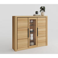 VISOKA KOMODA   160/141/40 cm   boje bukve  - crna/boje bukve, Design, staklo/drvni materijal (160/141/40cm) - Livetastic