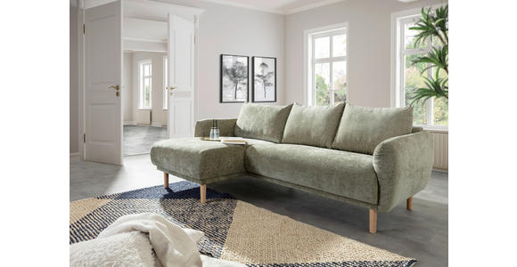 ECKSOFA Olivgrün Flachgewebe - Buchefarben/Olivgrün, KONVENTIONELL, Holz/Textil (144/230cm) - Carryhome