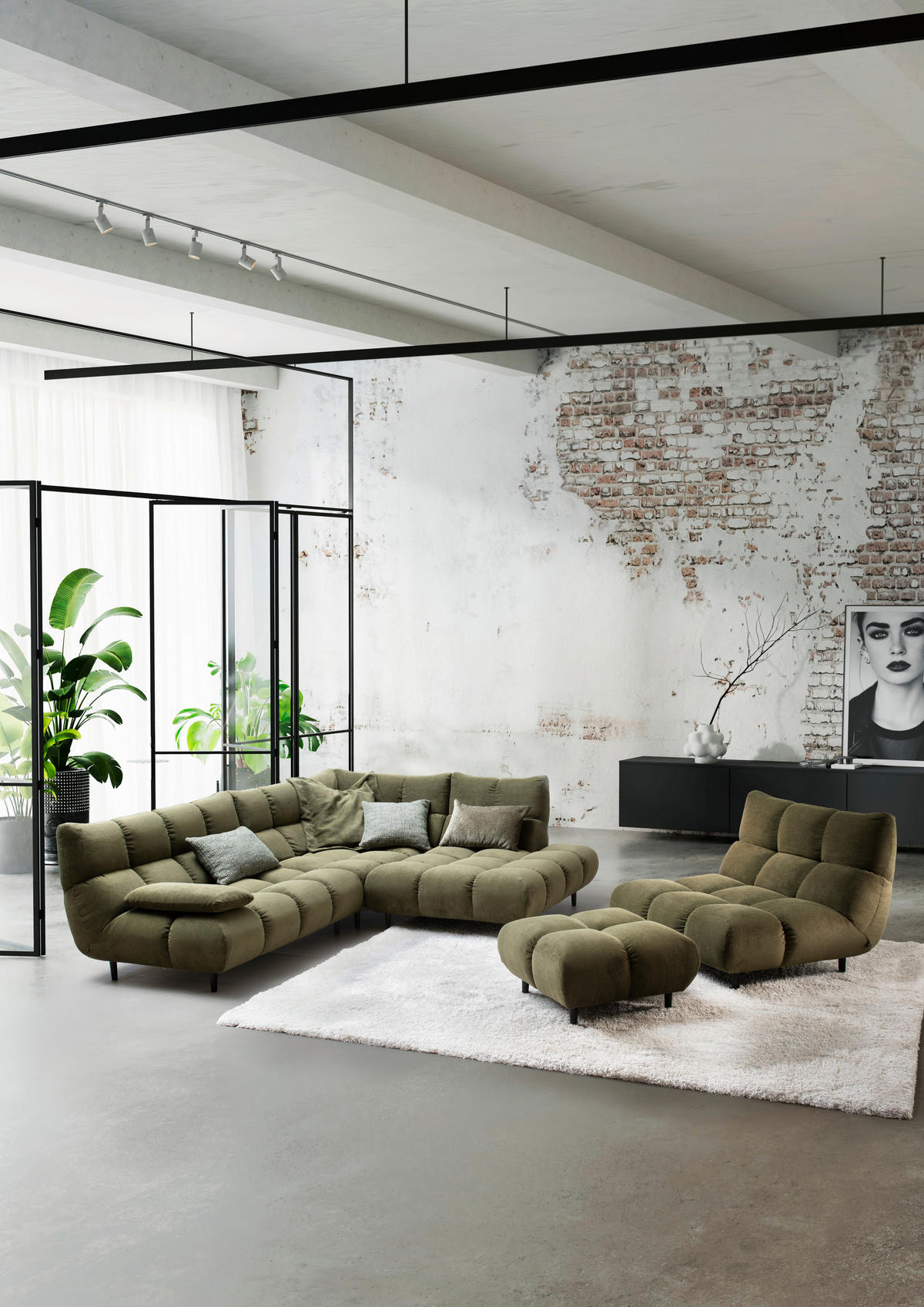 SESSEL in Feincord Schilfgrün  - Schilfgrün/Schwarz, Design, Holz/Textil (112/85/108cm) - Pure Home Lifestyle