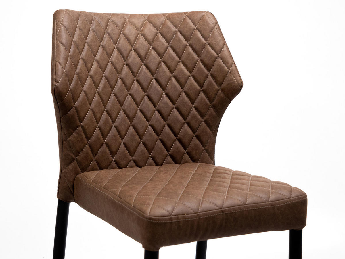 STUHL-SET 4 Stück  in Stahl  - Cognac, MODERN, Leder/Metall (49/80/56cm) - MID.YOU