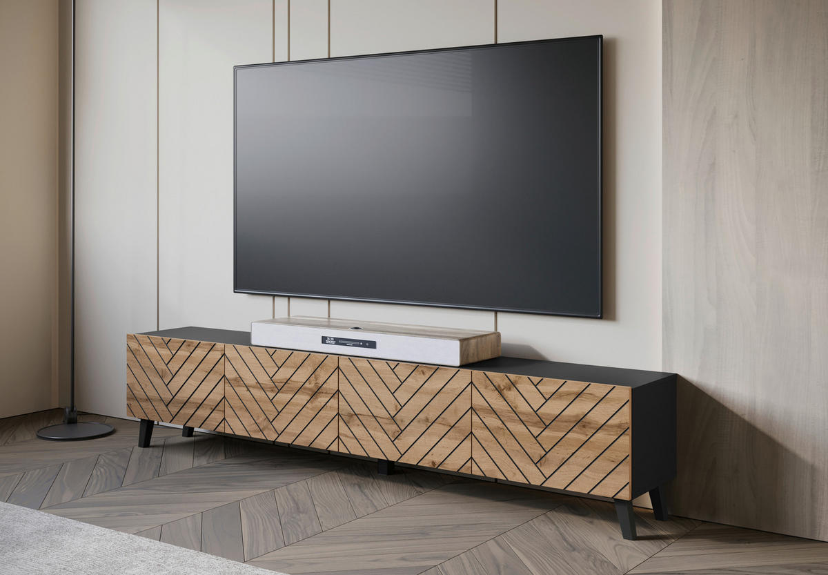 LOWBOARD  in 190/40/32 cm  - Eiche Wotan/Schwarz, Trend, Holzwerkstoff/Kunststoff (190/40/32cm) - Livetastic