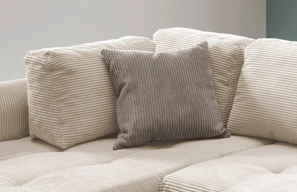 ECKSOFA in Cord Beige  - Beige/Graubraun, Design, Holz/Textil (190/250cm) - MID.YOU