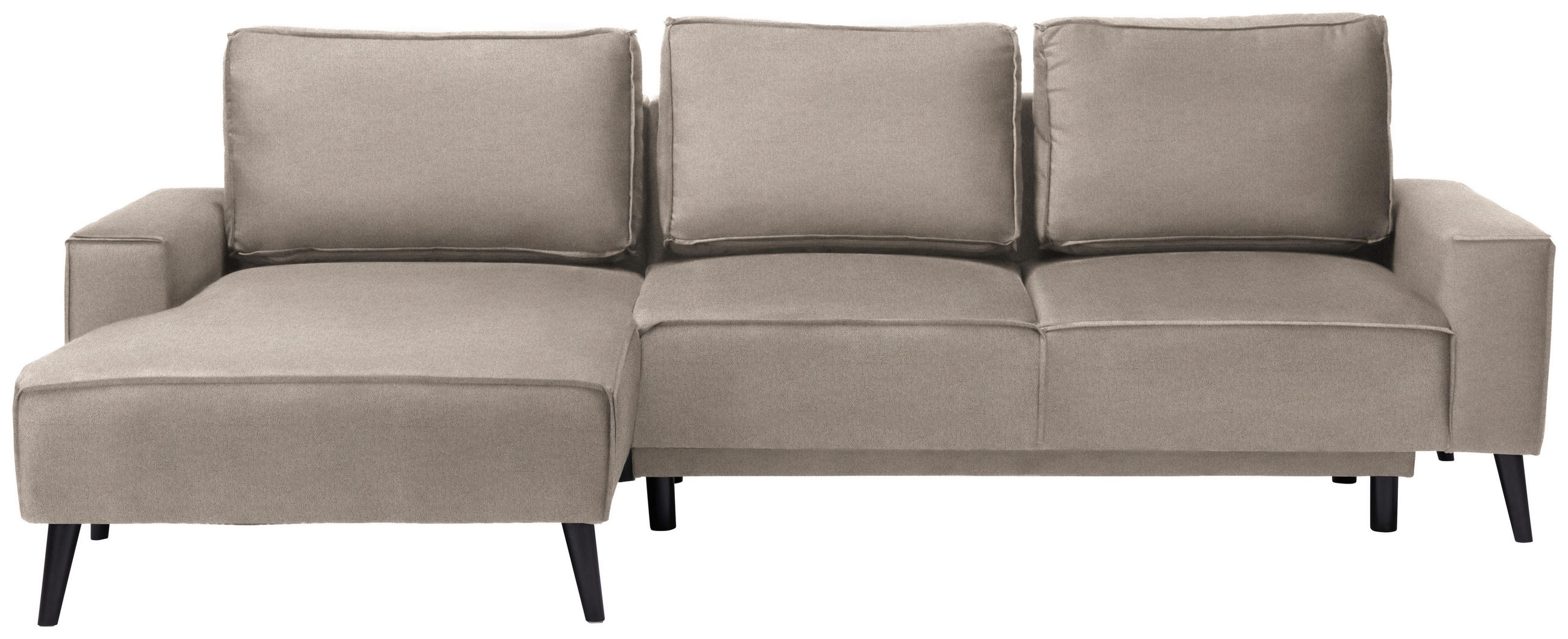 ECKSOFA in Velours Sandfarben  - Sandfarben/Schwarz, Konventionell, Holz/Textil (161/260cm) - Carryhome
