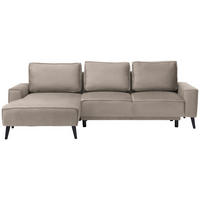 ECKSOFA in Velours Sandfarben  - Sandfarben/Schwarz, Konventionell, Holz/Textil (161/260cm) - Carryhome