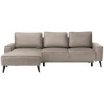 ECKSOFA in Velours Sandfarben  - Sandfarben/Schwarz, KONVENTIONELL, Holz/Textil (161/260cm) - Carryhome