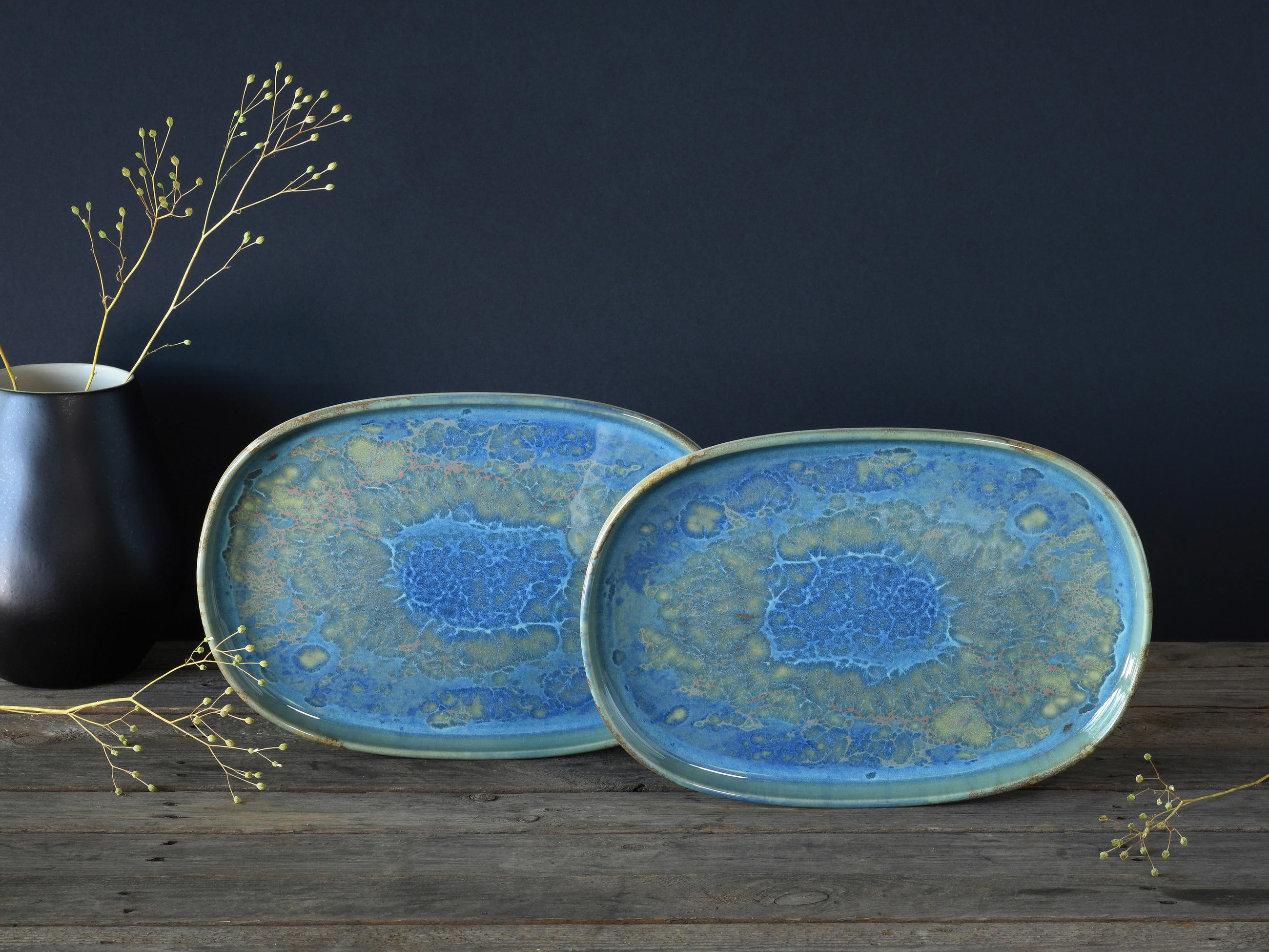 SERVIERPLATTE - Blau/Grün, Basics, Keramik (33/23cm) - Creatable