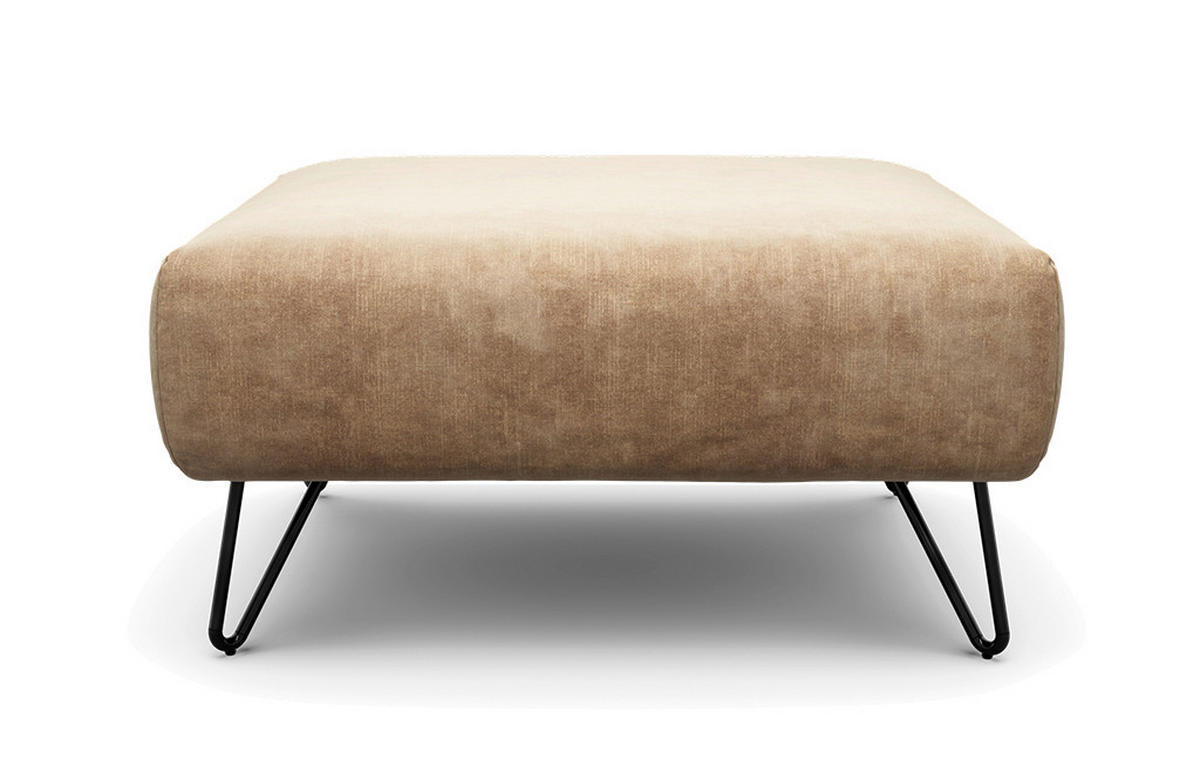 HOCKER Samt Sandfarben  - Sandfarben/Schwarz, Design, Textil/Metall (90/70/46cm) - SENSOO