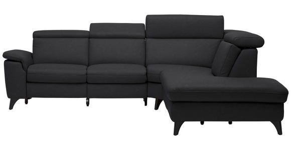ECKSOFA in Echtleder Schwarz  285/239 cm  - Schwarz, Design, Leder/Metall (285/239cm) - Cantus