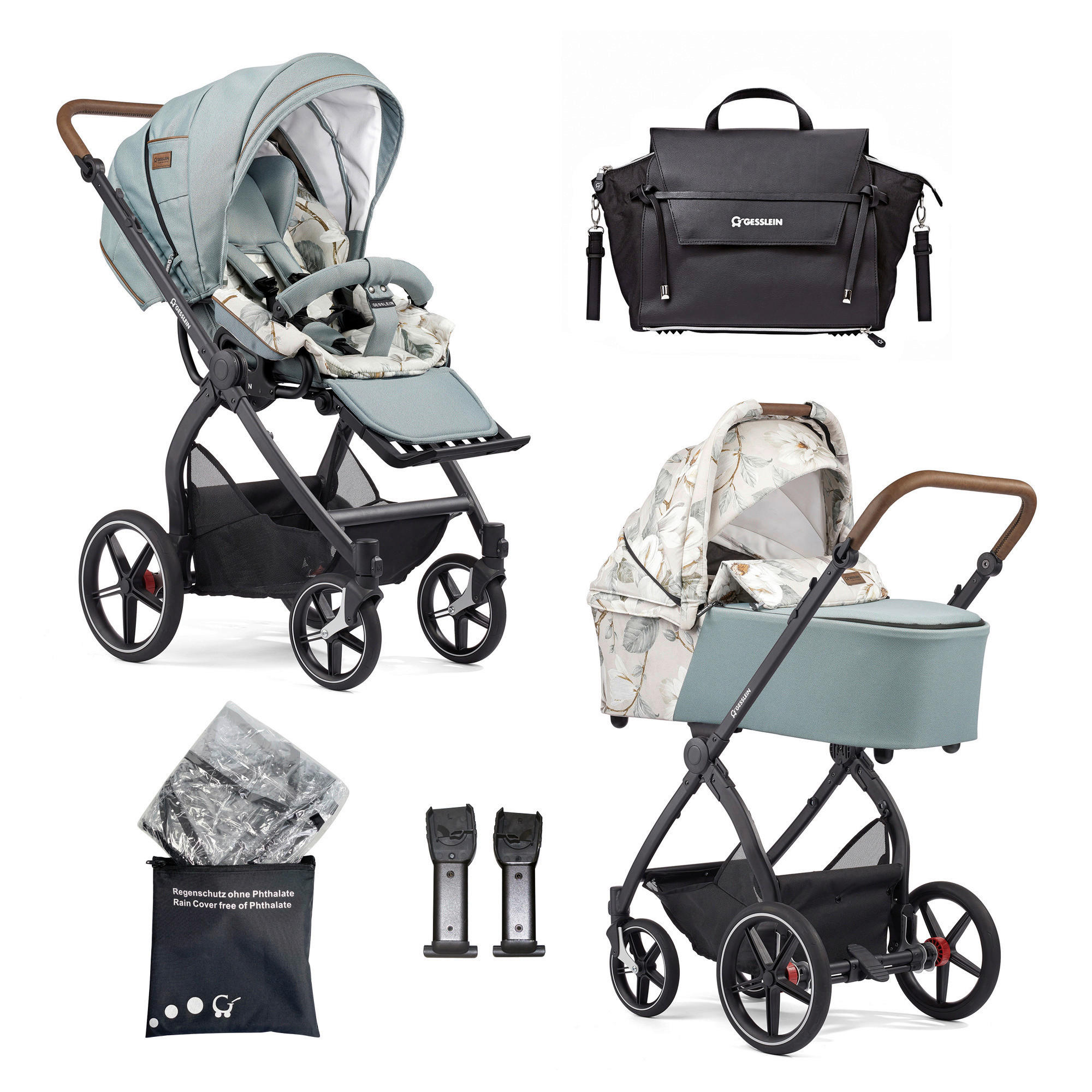 KINDERWAGENSET FX4 Classic  - Creme/Schwarz, Basics, Textil/Metall (57/129/100cm) - Gesslein