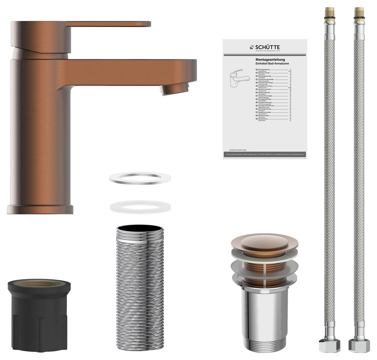 WASCHTISCHARMATUR 34213  - Kupferfarben, Basics, Metall (5,5/16/15,5cm) - Schütte