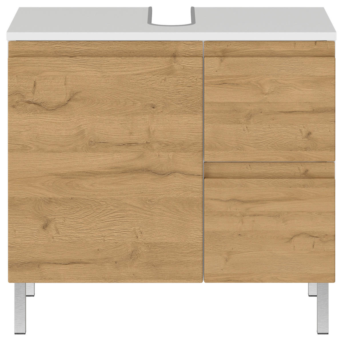 WASCHBECKENUNTERSCHRANK 60/56/34 cm  - Chromfarben/Eichefarben, MODERN, Holzwerkstoff/Metall (60/56/34cm) - Germania