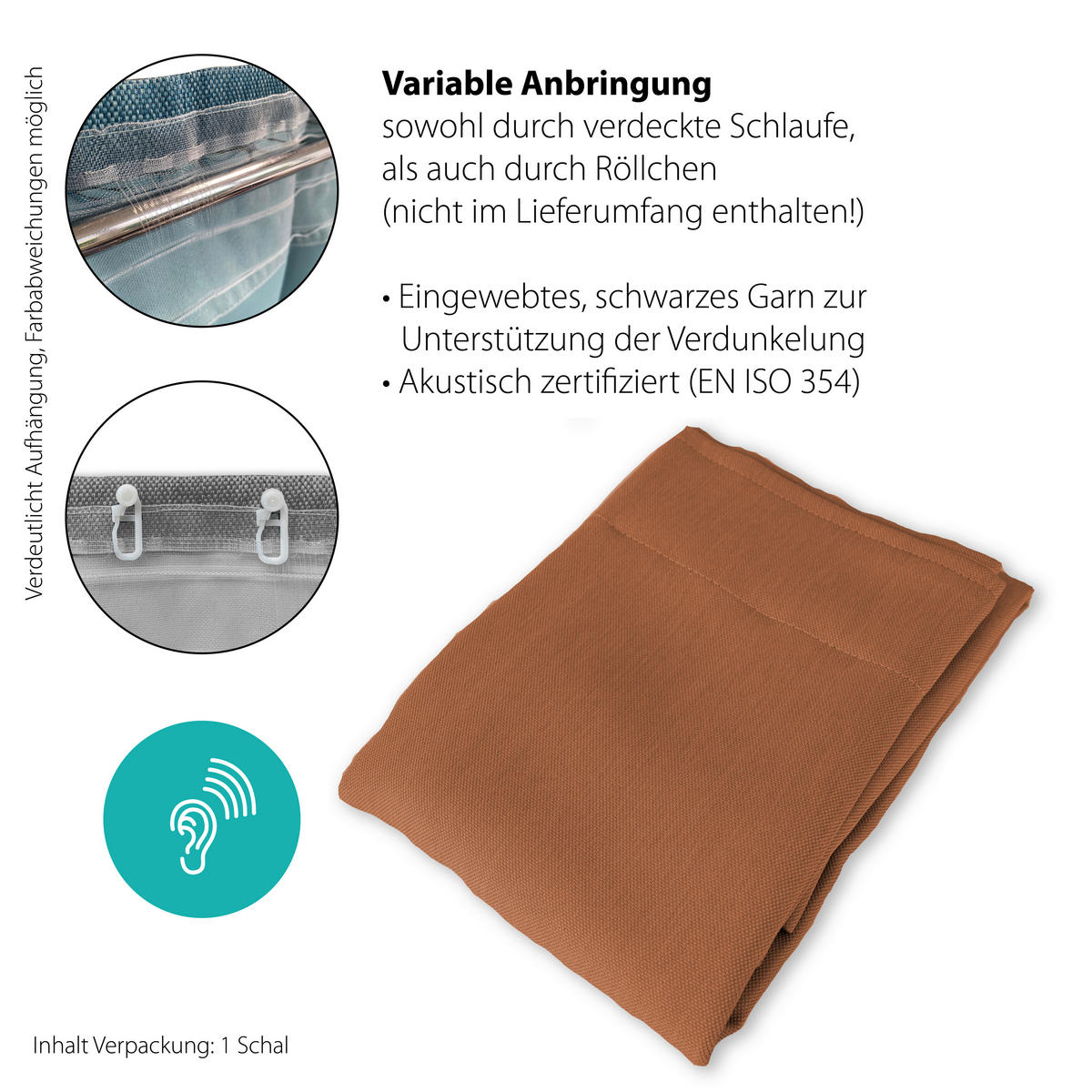 WÄRMESCHUTZVORHANG Verdunkelung  - Dunkelorange, Basics, Textil (140/245cm)